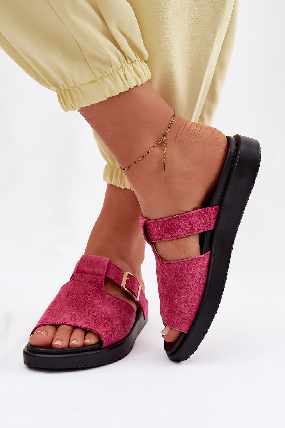 Women’s Suede Platform Buckle Sandals-Women's Sandals-LeStyleParfait