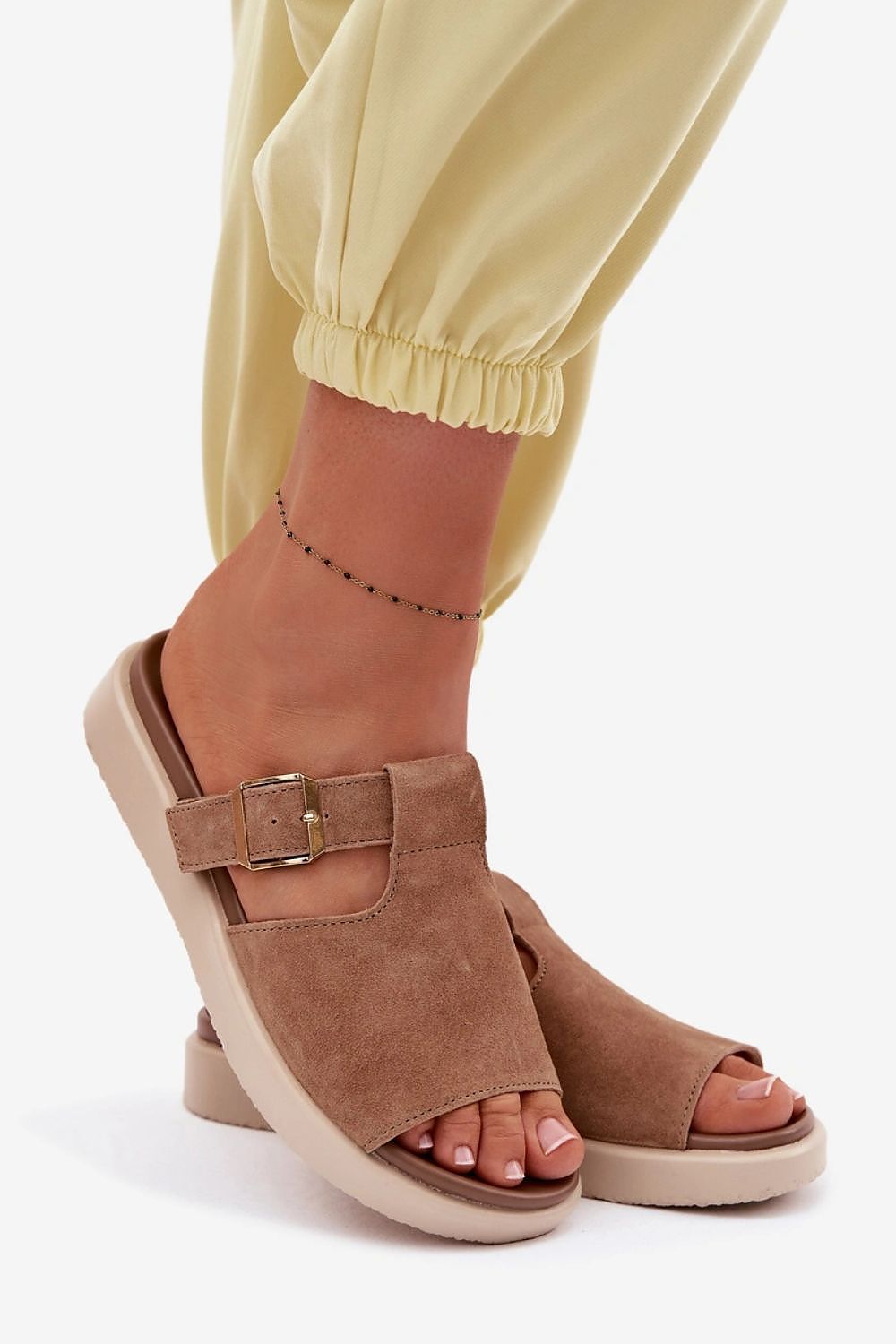 Women’s Suede Platform Buckle Sandals-Women's Sandals-LeStyleParfait