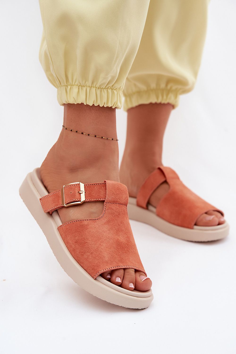 Women’s Suede Platform Buckle Sandals-Women's Sandals-LeStyleParfait