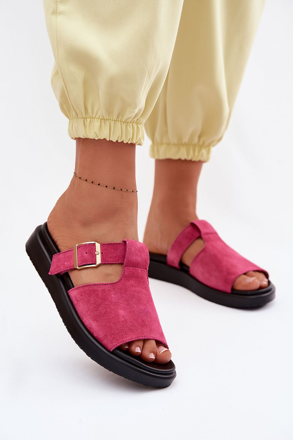 Women’s Suede Platform Buckle Sandals-Women's Sandals-LeStyleParfait