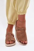Women’s Suede Platform Buckle Sandals-Women's Sandals-LeStyleParfait