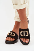 Women’s Suede Slide Flat Sandals-Women's Sandals-LeStyleParfait