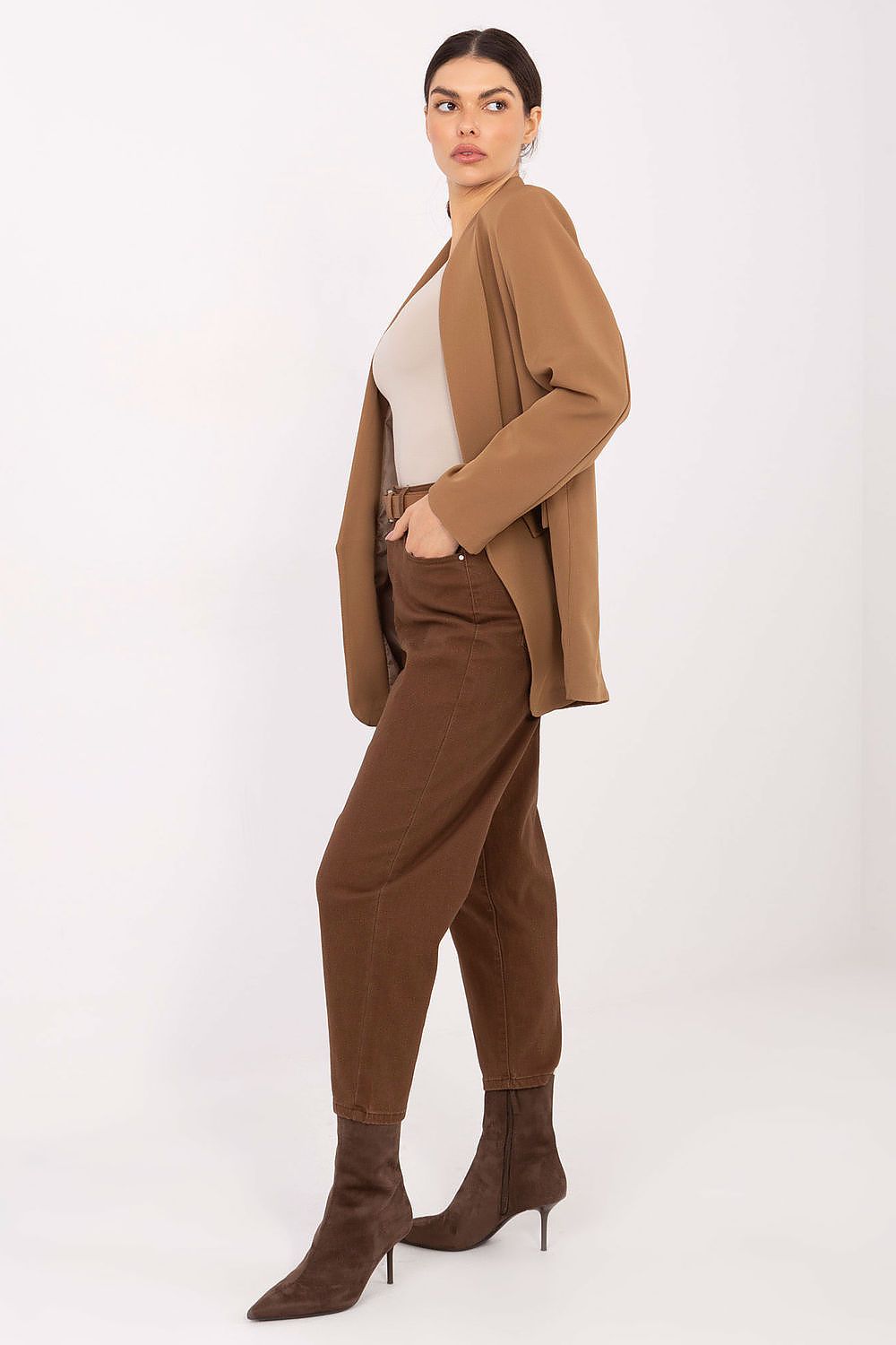 Women's Tapered Jeans - Brown High Waist Ankle Denim-Straight Leg Jeans-LeStyleParfait