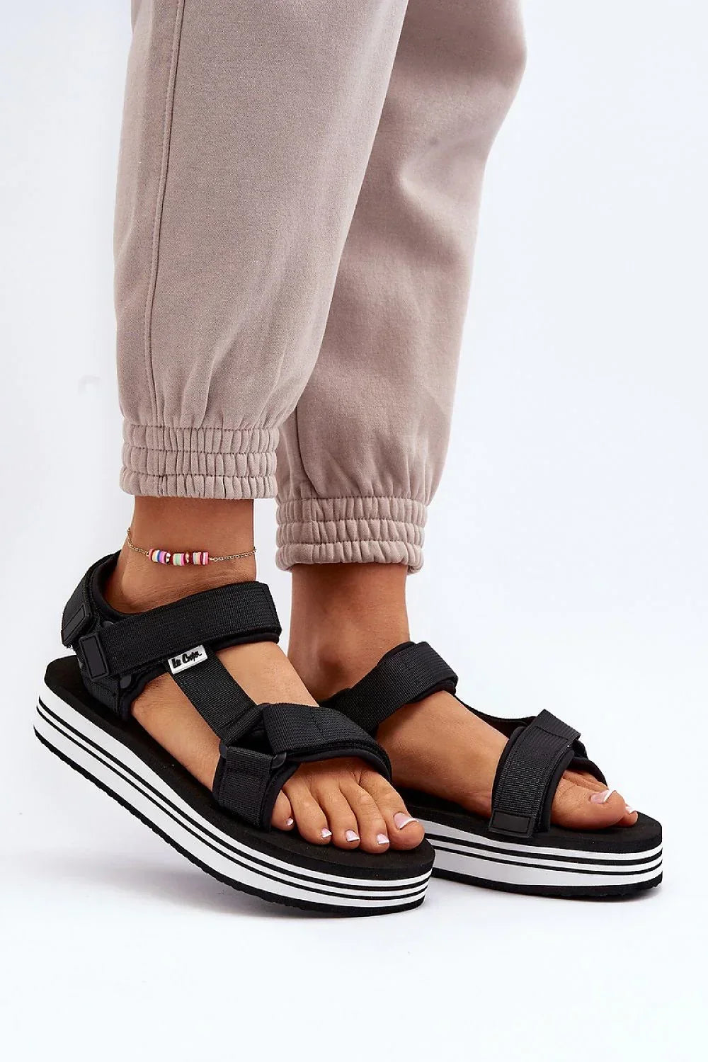 Women’s Textile Velcro Platform Sandals-Women's Sandals-LeStyleParfait