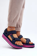 Women’s Textile Velcro Platform Sandals-Women's Sandals-LeStyleParfait