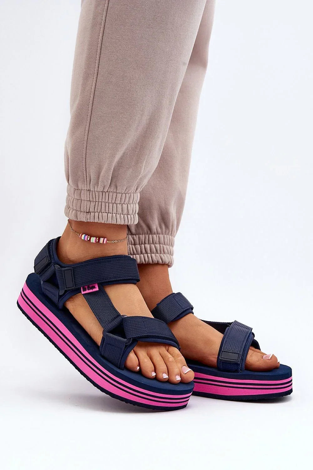 Women’s Textile Velcro Platform Sandals-Women's Sandals-LeStyleParfait