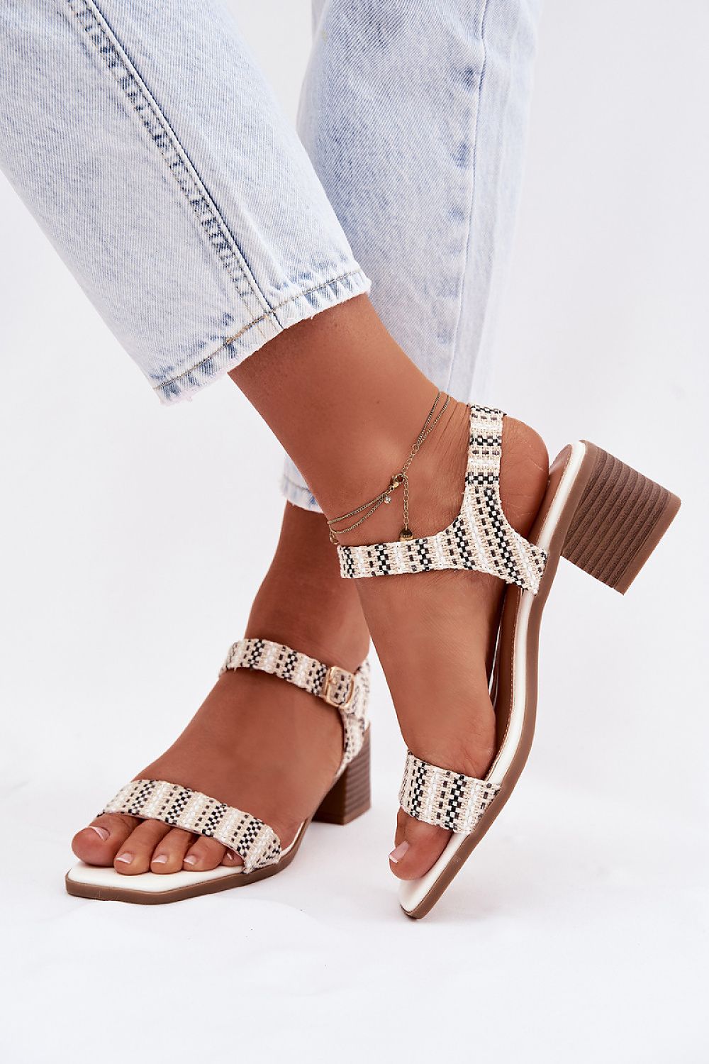 Women’s Textured Office Heel Sandals-Women's Sandals-LeStyleParfait