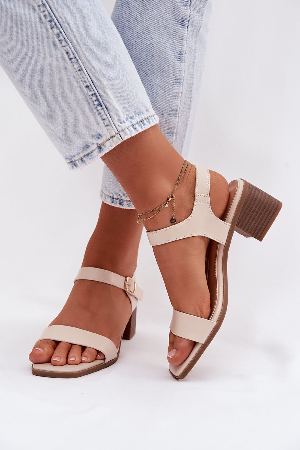 Women’s Textured Office Heel Sandals-Women's Sandals-LeStyleParfait
