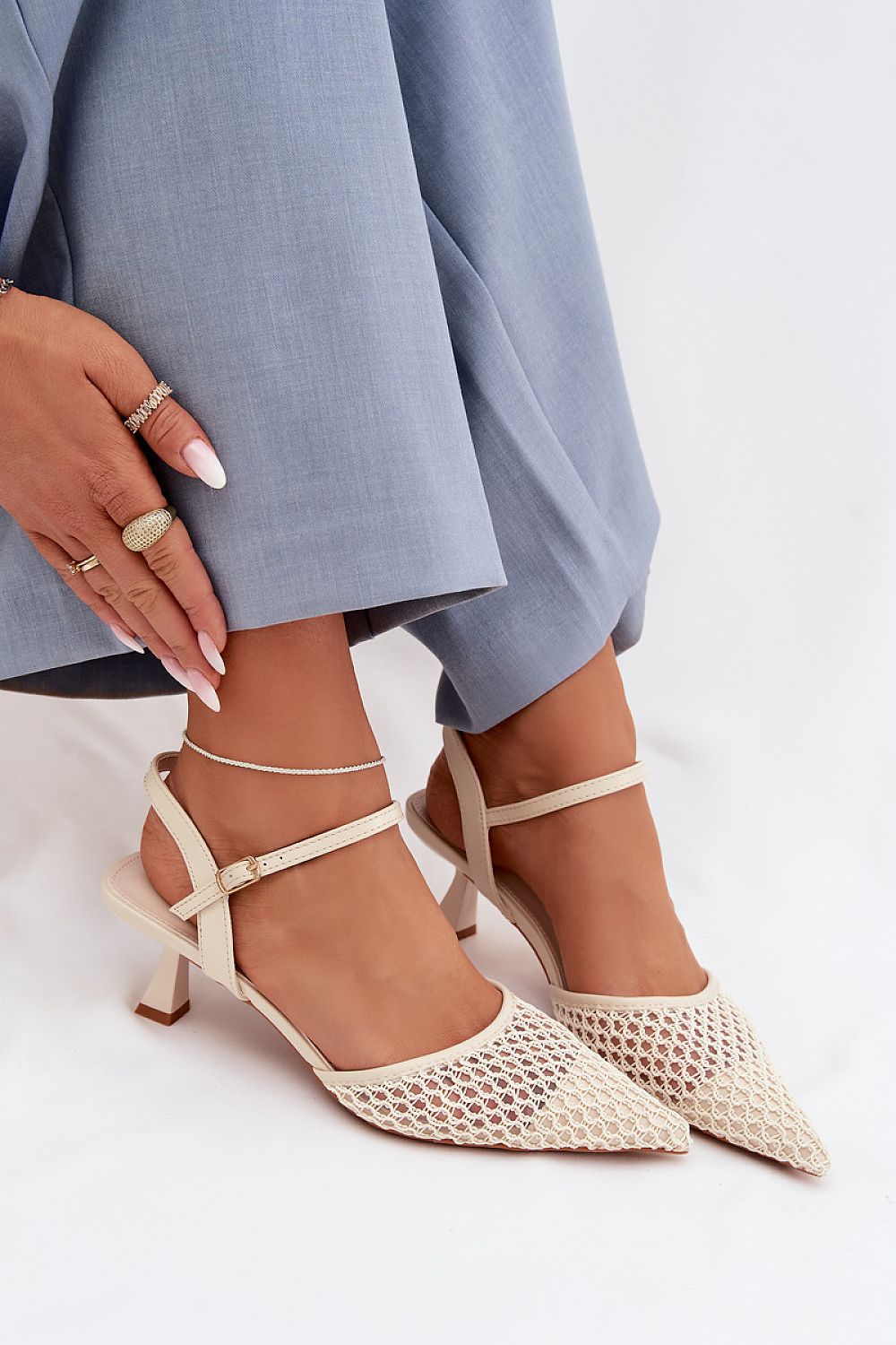 Women’s Textured Slim Heel Sandals-Women's Sandals-LeStyleParfait