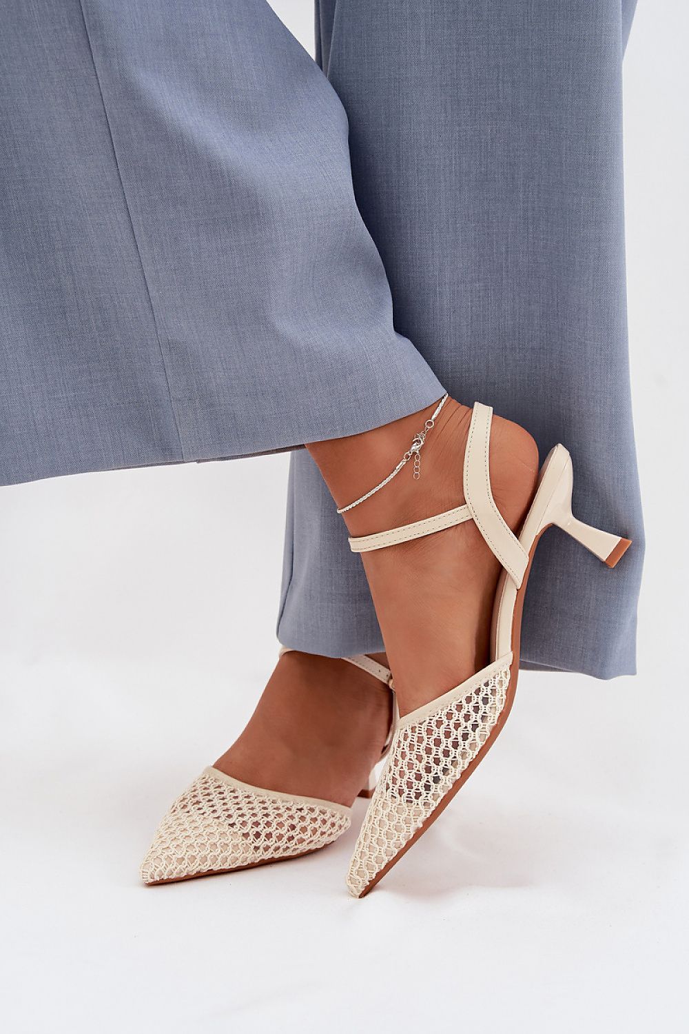 Women’s Textured Slim Heel Sandals-Women's Sandals-LeStyleParfait