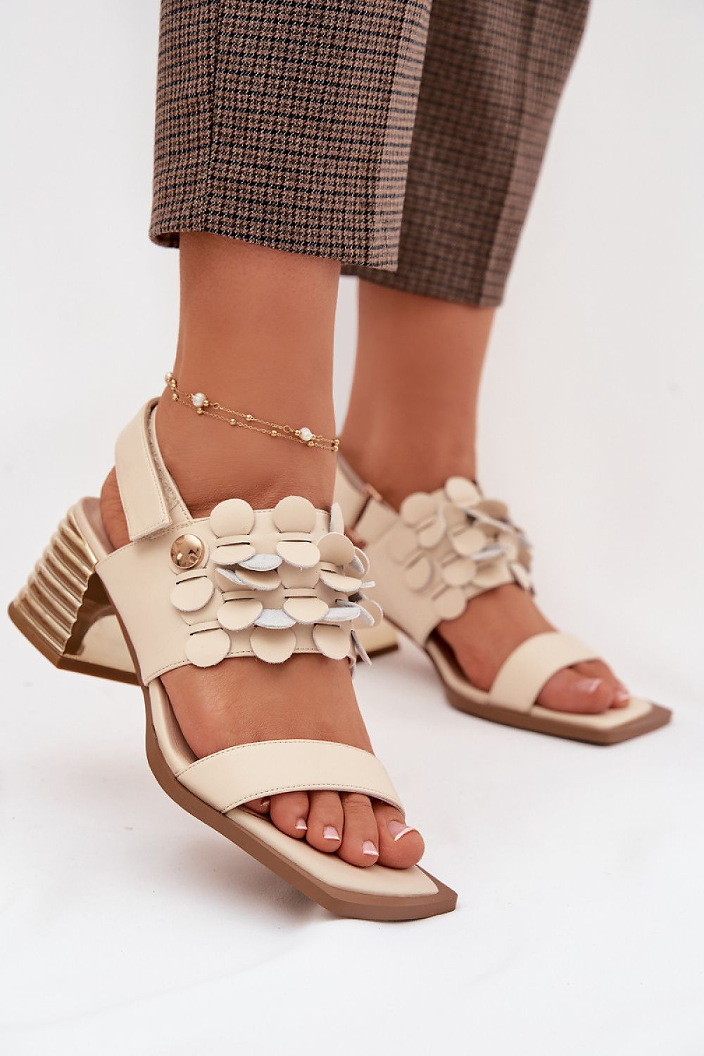 Women’s Velcro Wedding Heel Sandals-Women's Sandals-LeStyleParfait