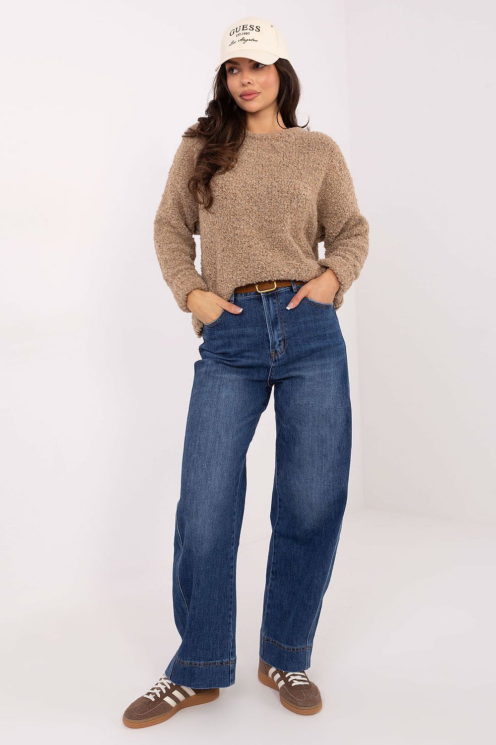 Women's Wide Leg Jeans - Blue High Waist Stretch Denim-Straight Leg Jeans-LeStyleParfait