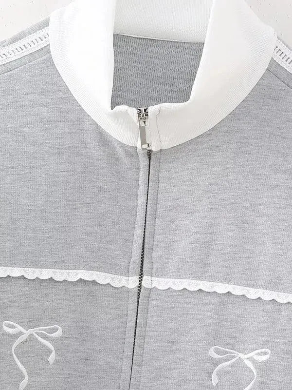 Women's Zip-Up Embroidered Casual Sweatshirt-Women Sweatshirt-LeStyleParfait