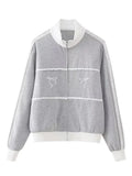 Women's Zip-Up Embroidered Casual Sweatshirt-Women Sweatshirt-LeStyleParfait