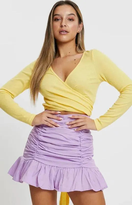 Wrap Pleated Mini Skirt-Women's Skirt-LeStyleParfait