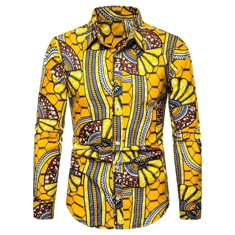 Yellow African Streetwear Men's Shirt-Men Shirts-LeStyleParfait
