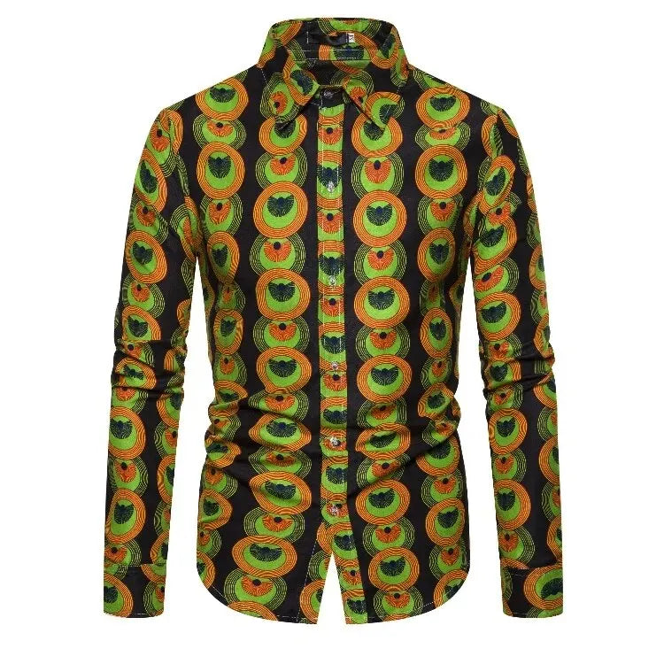 Yellow Green African Casual Shirt-Men Shirts-LeStyleParfait