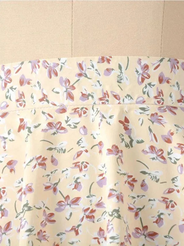 Zipper Floral Mini Skirt-Women's Skirt-LeStyleParfait