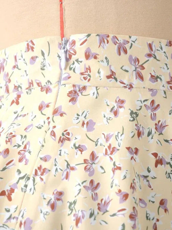 Zipper Floral Mini Skirt-Women's Skirt-LeStyleParfait