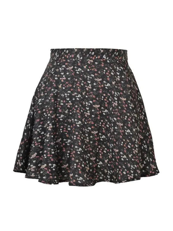 Zipper Floral Mini Skirt-Women's Skirt-LeStyleParfait