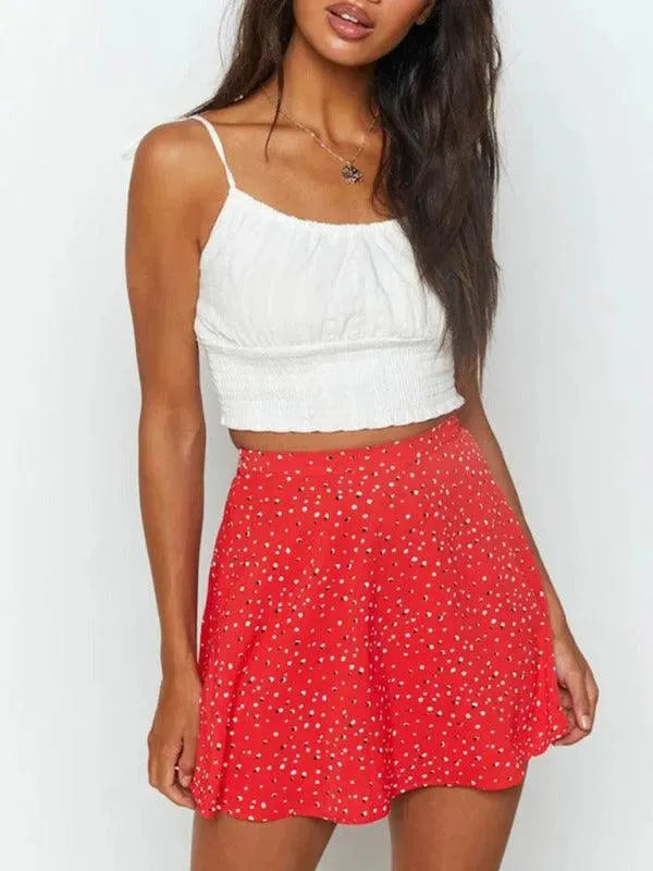 Zipper Floral Mini Skirt-Women's Skirt-LeStyleParfait