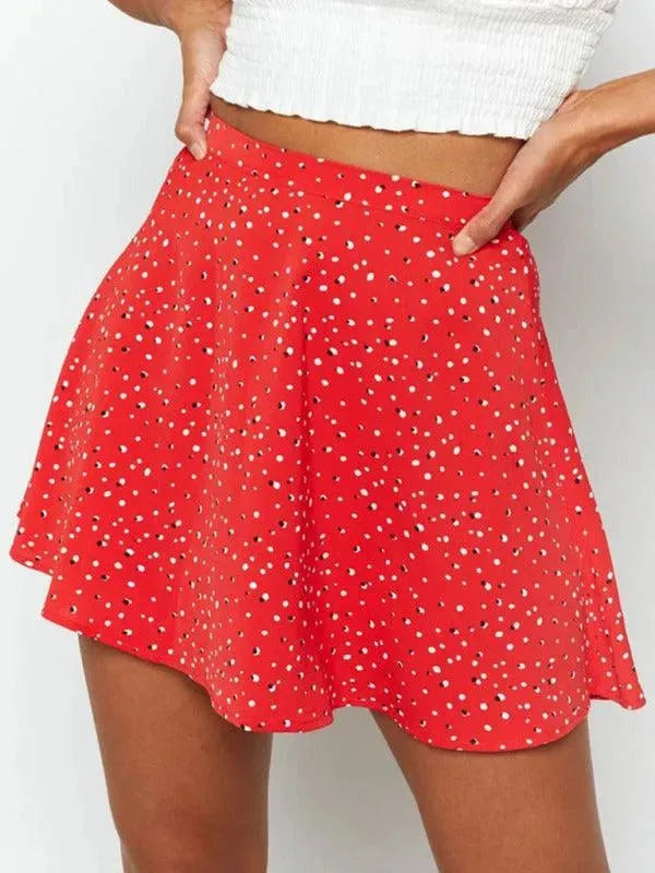Zipper Floral Mini Skirt-Women's Skirt-LeStyleParfait
