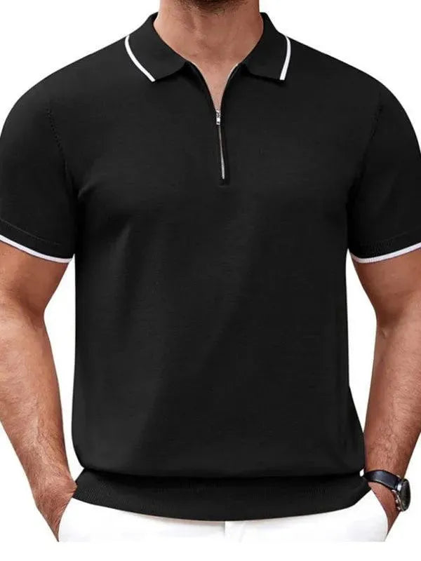 Zipper Knitted Men Polo Shirt-Polo Shirt-LeStyleParfait