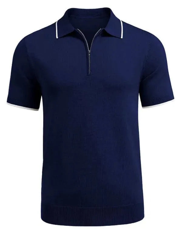 Zipper Knitted Men Polo Shirt-Polo Shirt-LeStyleParfait