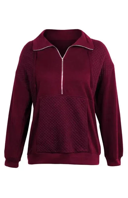 Women Regular Checked Zip-Up Sweatshirt Essential Fit-Women Sweatshirt-LeStyleParfait