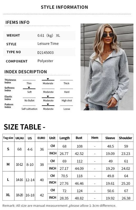 Women Regular Checked Zip-Up Sweatshirt Essential Fit-Women Sweatshirt-LeStyleParfait