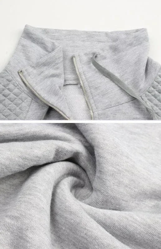 Women Regular Checked Zip-Up Sweatshirt Essential Fit-Women Sweatshirt-LeStyleParfait