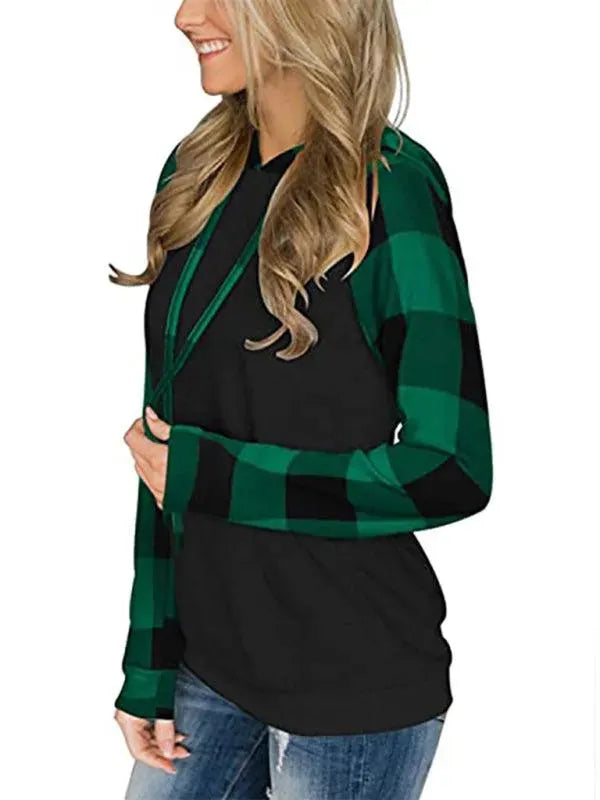 Women's Plaid Hoodie - Long Sleeve Comfort - Women Hoodie - LeStyleParfait