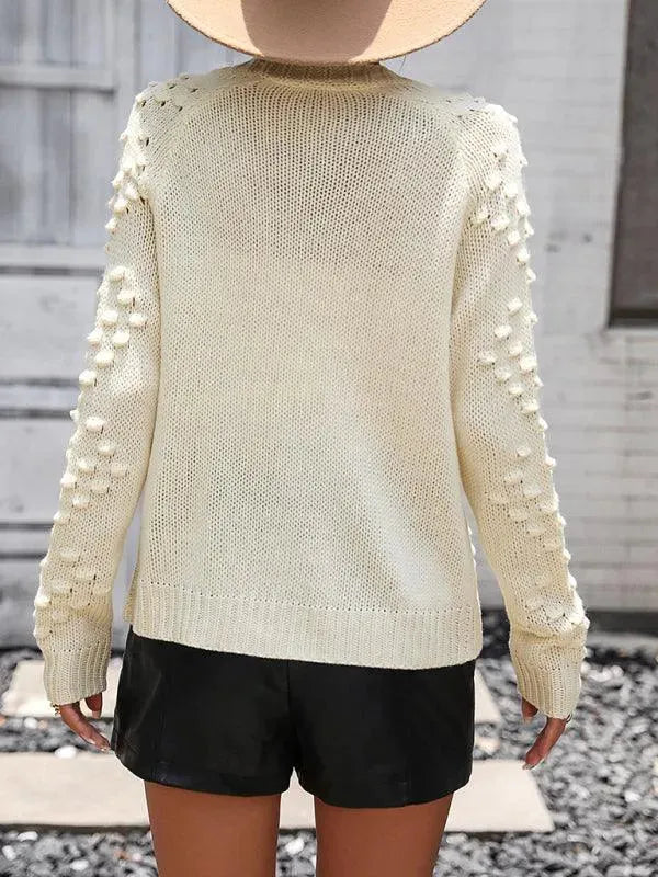 Women's 3D Textured V-Neck Button Cardigan Sweater